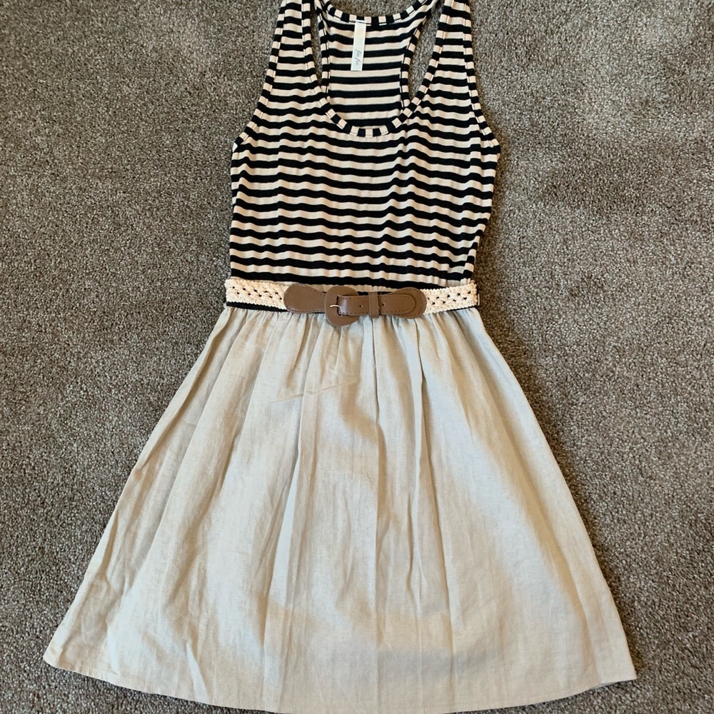 ModCloth striped top dress with attached belt.